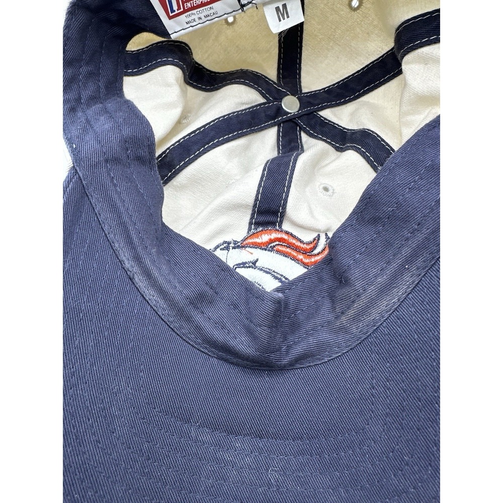 VTG 90s Twins Enterprise NFL Official Denver Broncos Hat Snapback Cap Beige Navy - Picture 6 of 14
